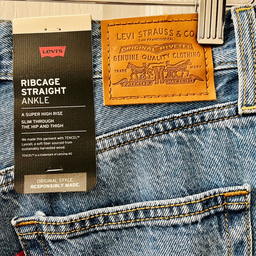 Levis Premium Ribcage Straight Ankle Jeans Women 27x27 In the Middle Blue Denim - Picture 5 of 14